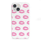 Valentines Pink Kisses Lips iPhone 13 Mini Clear Bumper Case