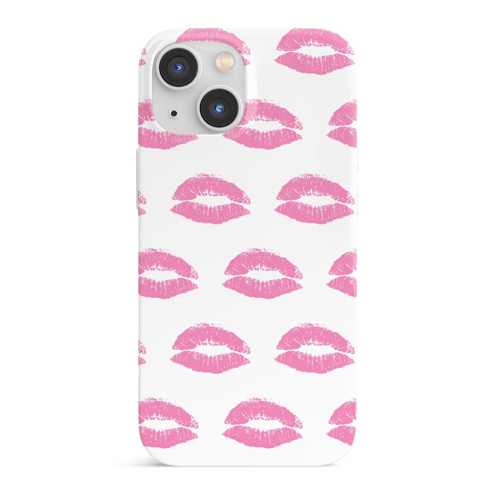 Valentines Pink Kisses Lips iPhone 13 Mini Full Wrap 3D Snap Case