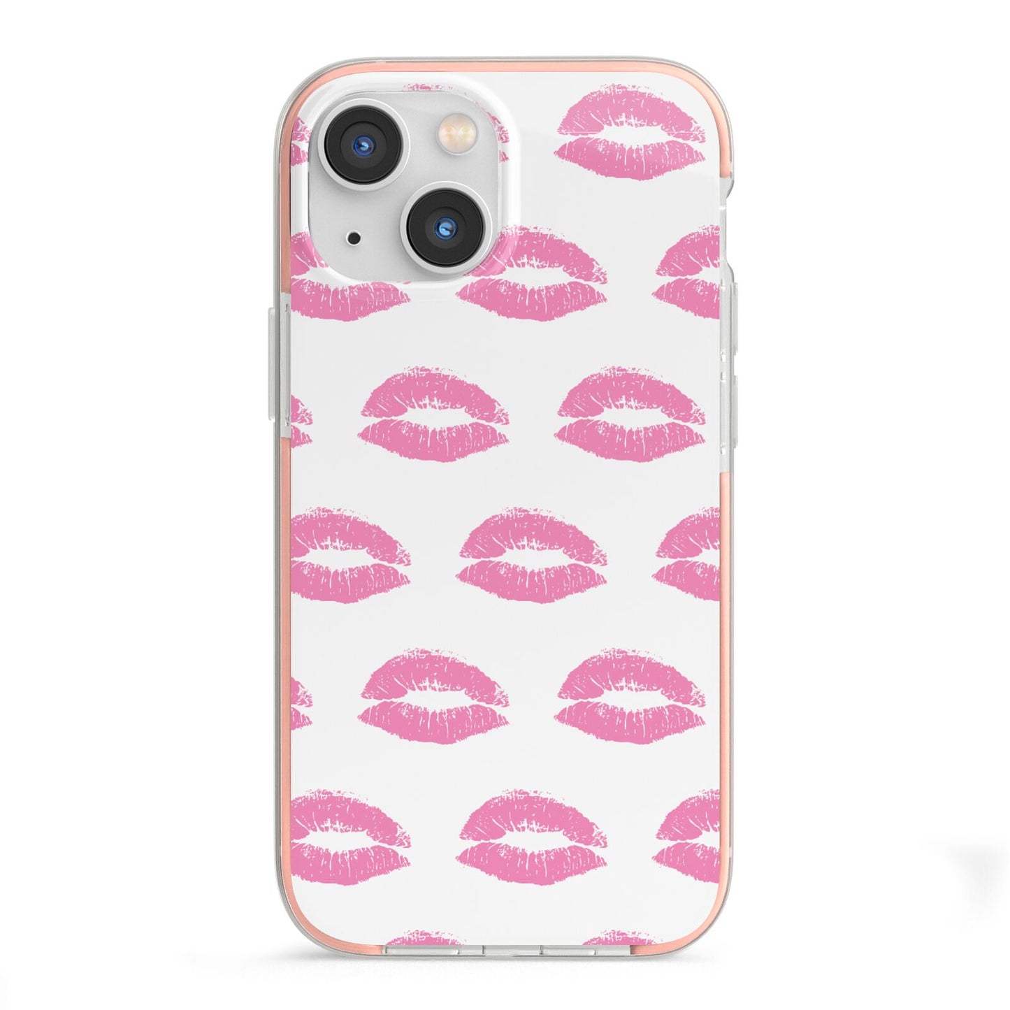 Valentines Pink Kisses Lips iPhone 13 Mini TPU Impact Case with Pink Edges