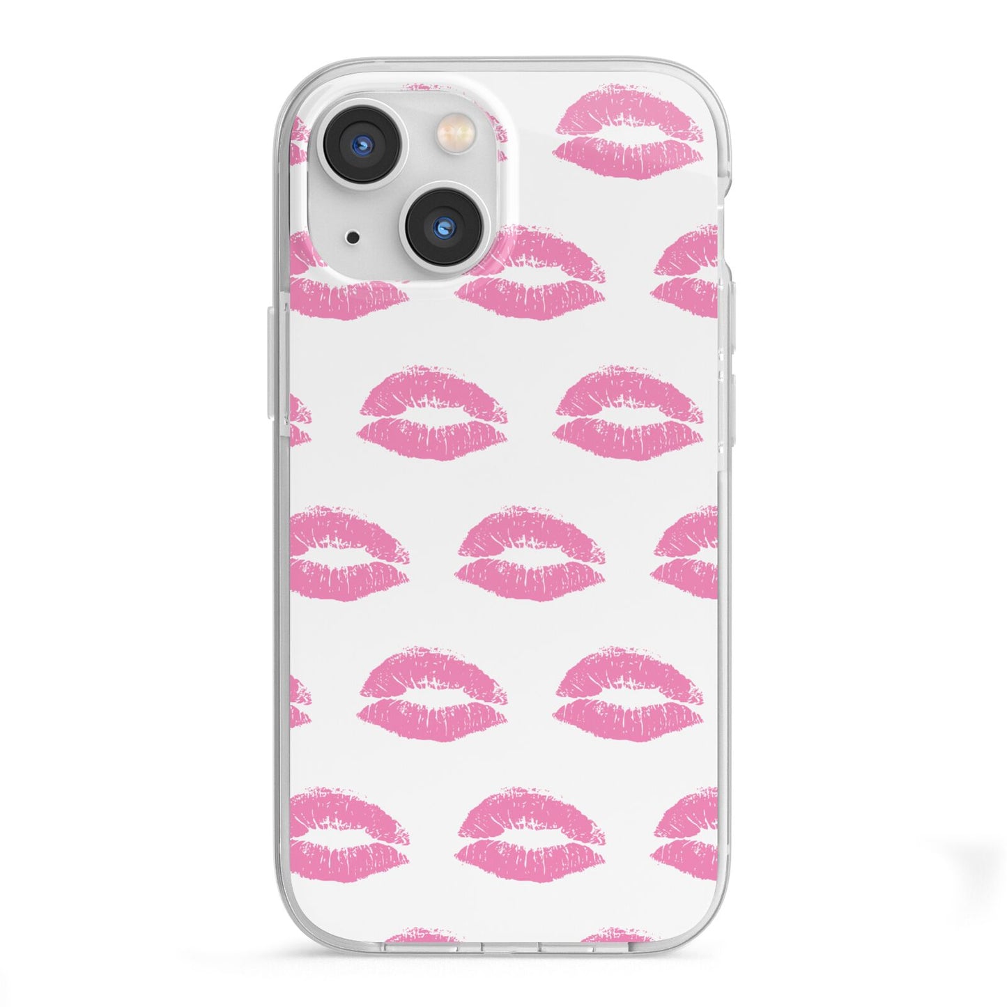 Valentines Pink Kisses Lips iPhone 13 Mini TPU Impact Case with White Edges