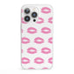 Valentines Pink Kisses Lips iPhone 13 Pro Clear Bumper Case