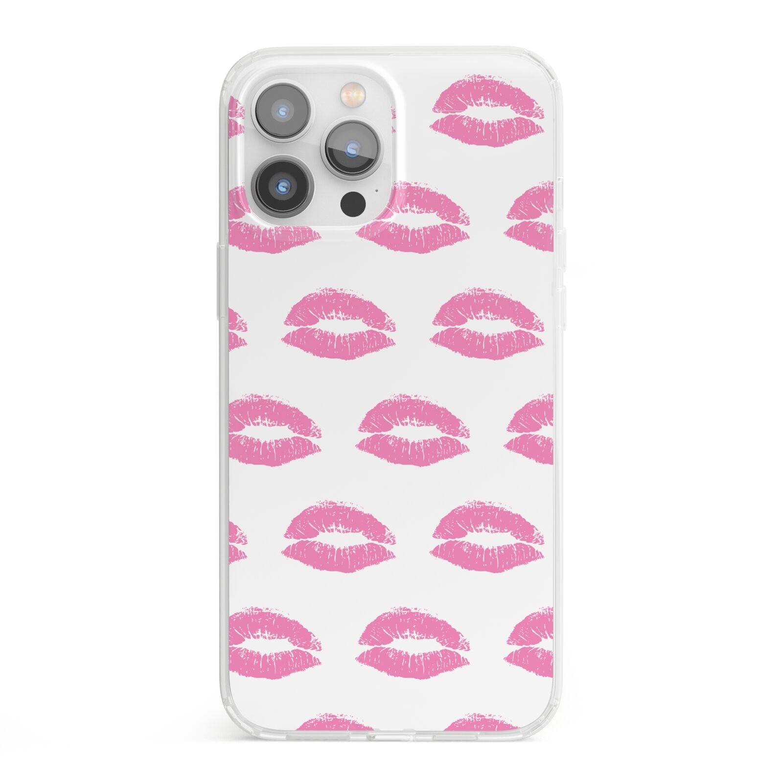 Valentines Pink Kisses Lips iPhone 13 Pro Max Clear Bumper Case
