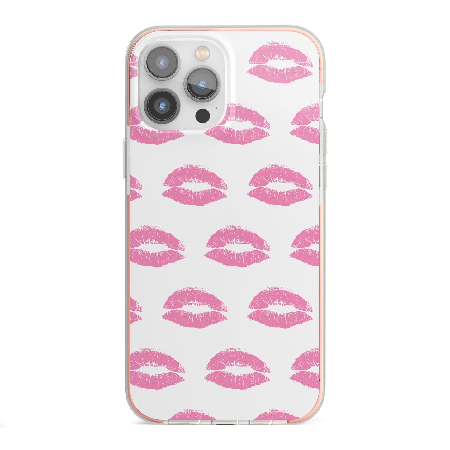 Valentines Pink Kisses Lips iPhone 13 Pro Max TPU Impact Case with Pink Edges