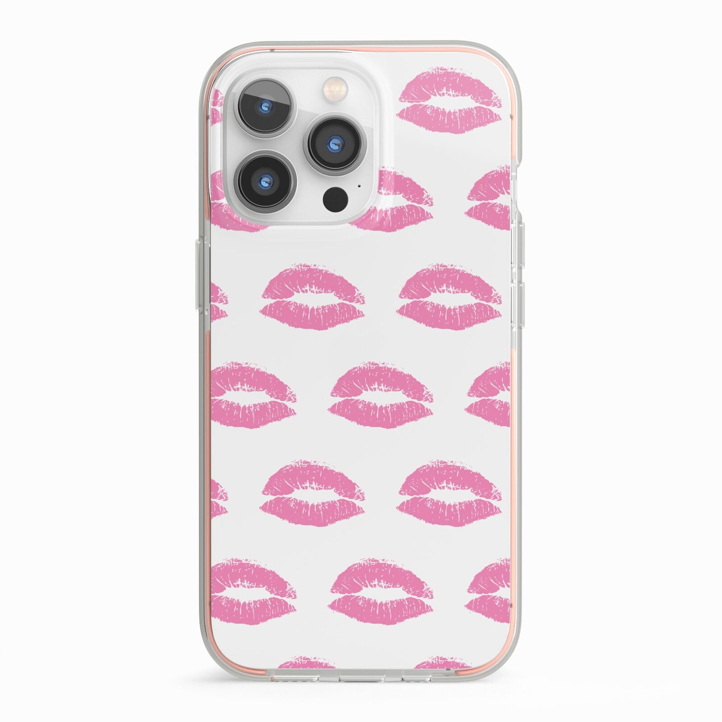 Valentines Pink Kisses Lips iPhone 13 Pro TPU Impact Case with Pink Edges