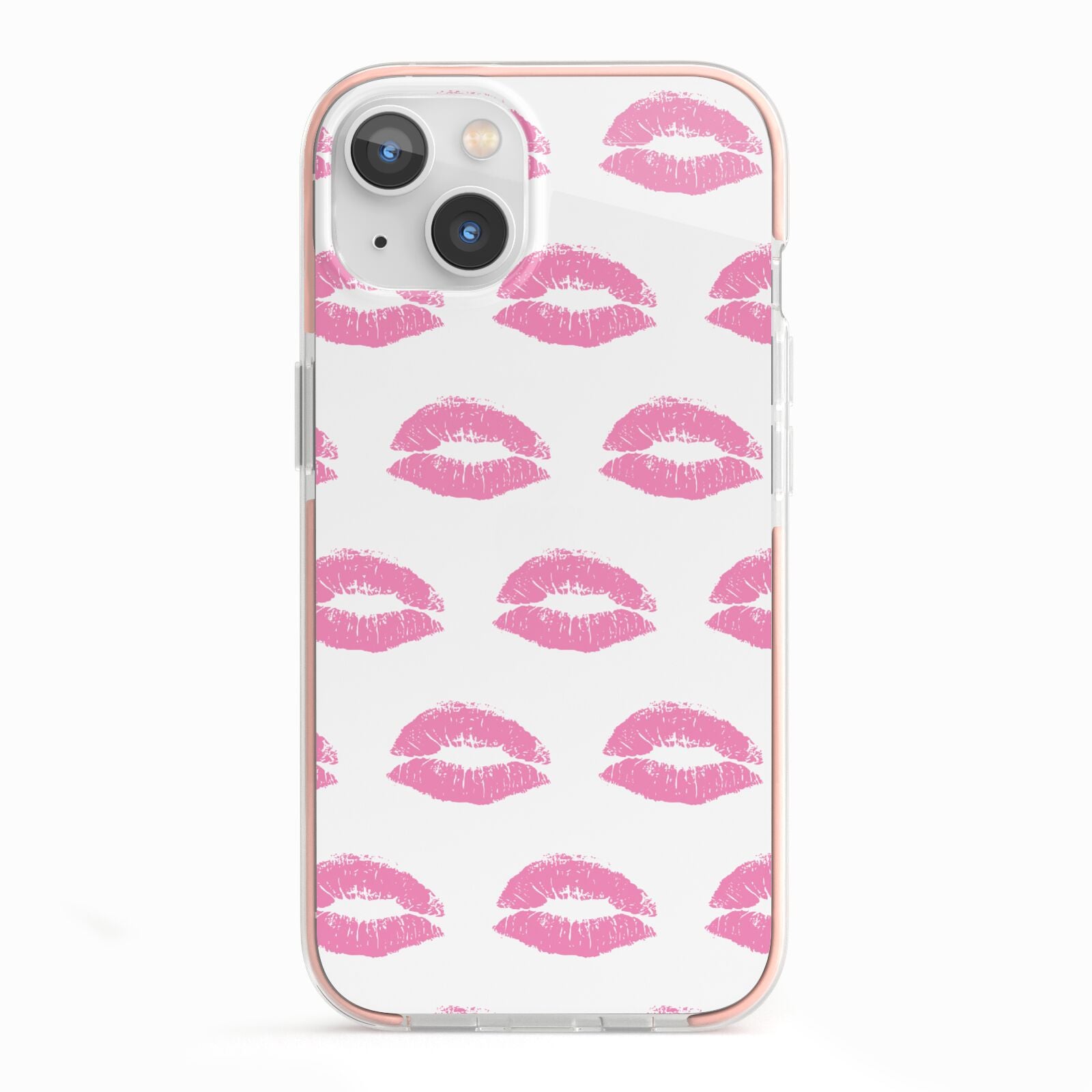 Valentines Pink Kisses Lips iPhone 13 TPU Impact Case with Pink Edges