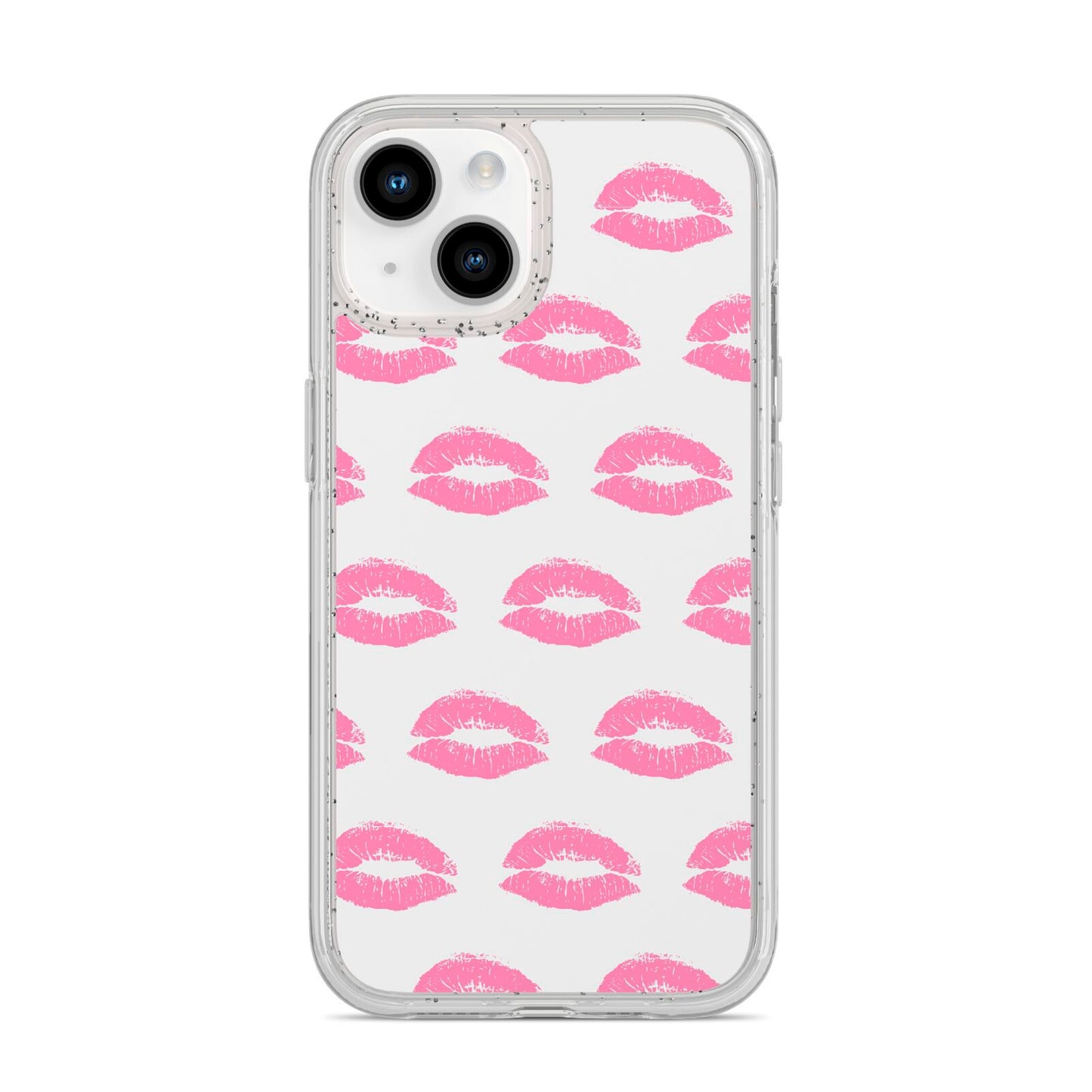 Valentines Pink Kisses Lips iPhone 14 Glitter Tough Case Starlight