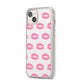 Valentines Pink Kisses Lips iPhone 14 Plus Clear Tough Case Starlight Angled Image