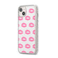 Valentines Pink Kisses Lips iPhone 14 Plus Glitter Tough Case Starlight Angled Image