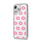 Valentines Pink Kisses Lips iPhone 14 Pro Max Clear Tough Case Silver Angled Image