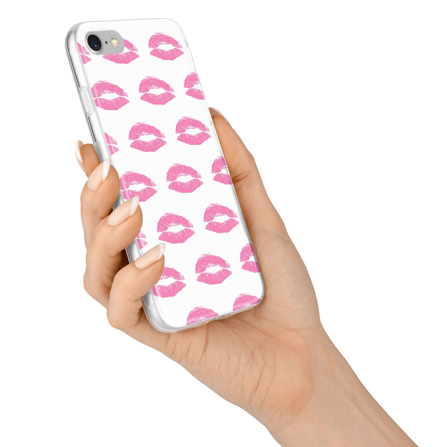 Valentines Pink Kisses Lips iPhone 7 Bumper Case on Silver iPhone Alternative Image