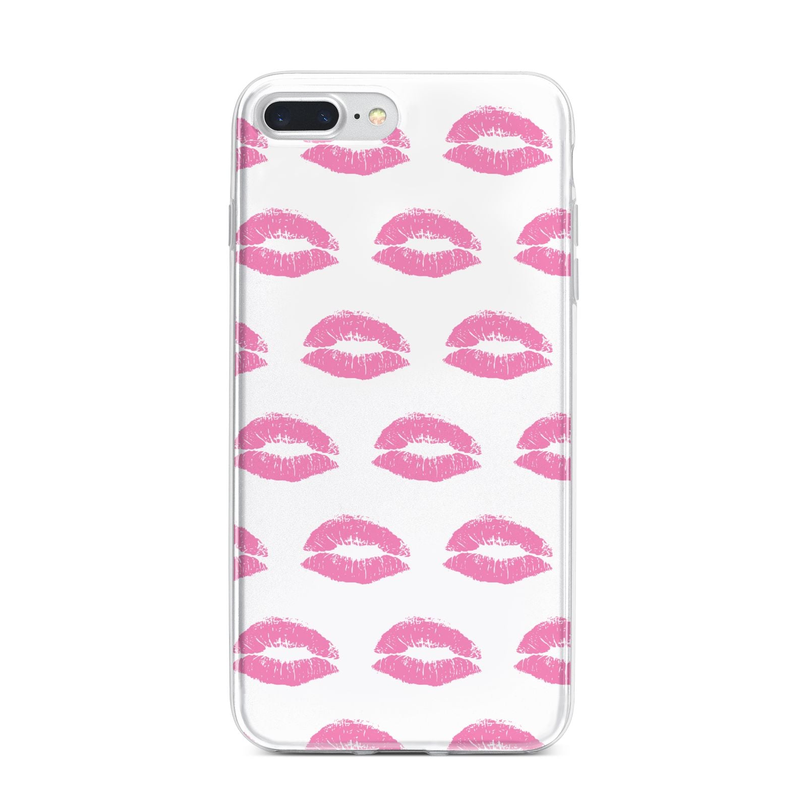 Valentines Pink Kisses Lips iPhone 7 Plus Bumper Case on Silver iPhone