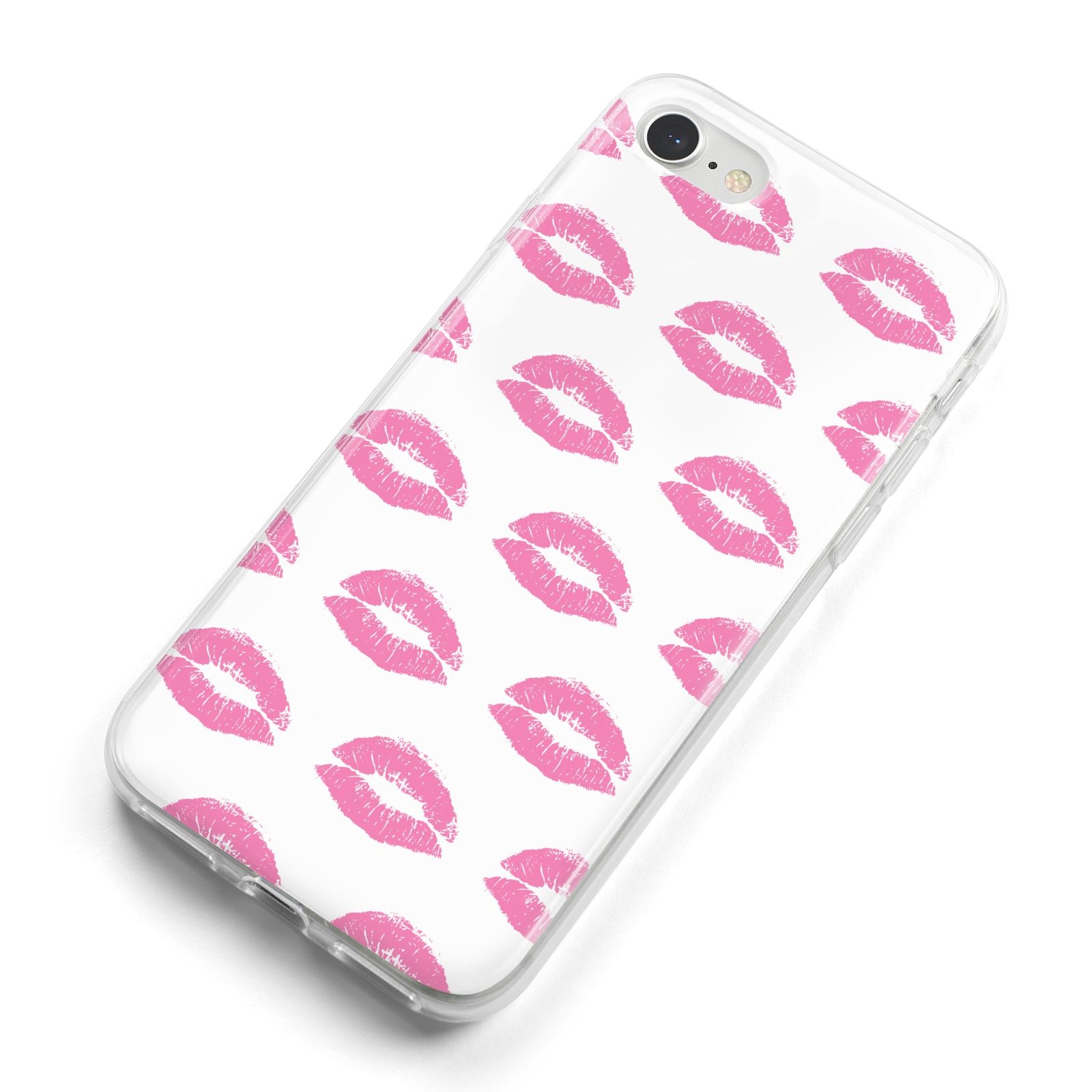 Valentines Pink Kisses Lips iPhone 8 Bumper Case on Silver iPhone Alternative Image