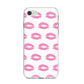 Valentines Pink Kisses Lips iPhone 8 Bumper Case on Silver iPhone
