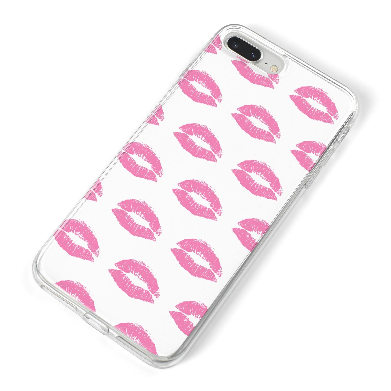 Valentines Pink Kisses Lips iPhone 8 Plus Bumper Case on Silver iPhone Alternative Image