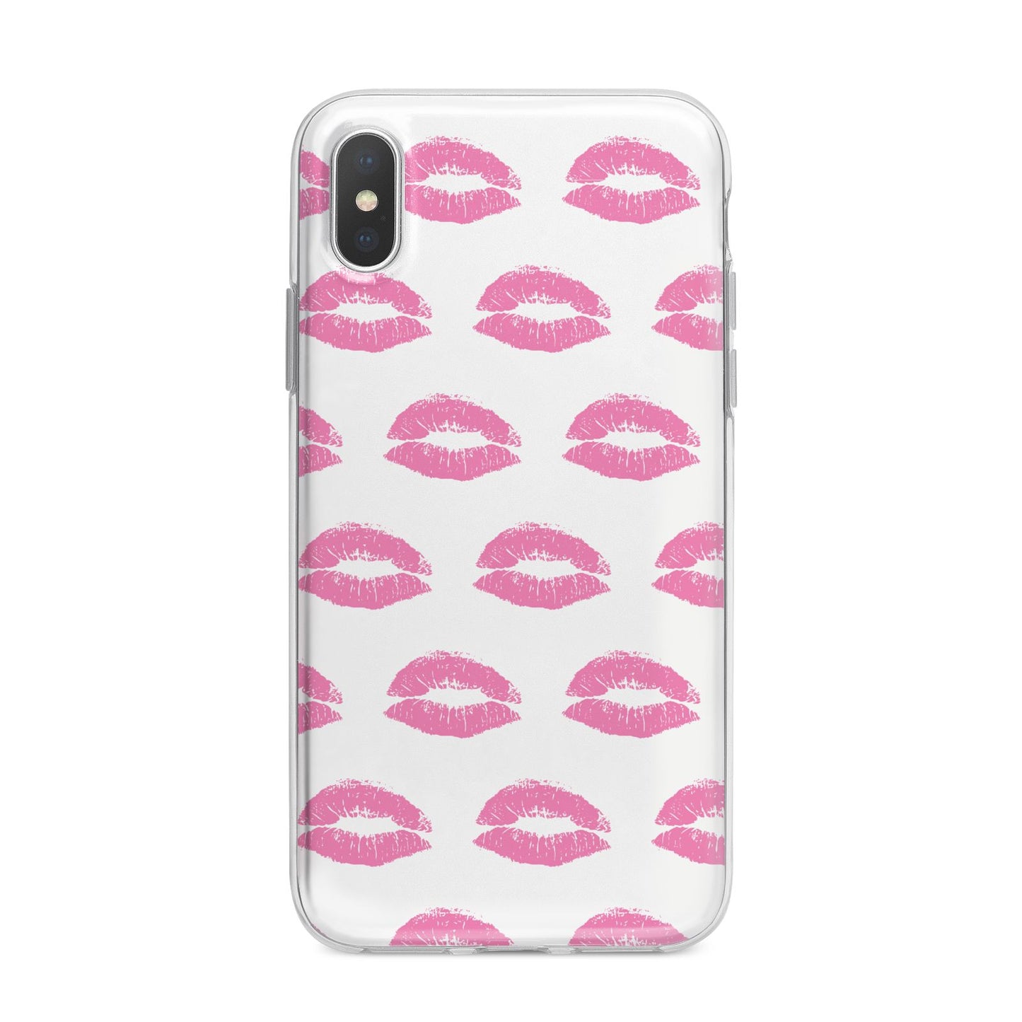 Valentines Pink Kisses Lips iPhone X Bumper Case on Silver iPhone Alternative Image 1