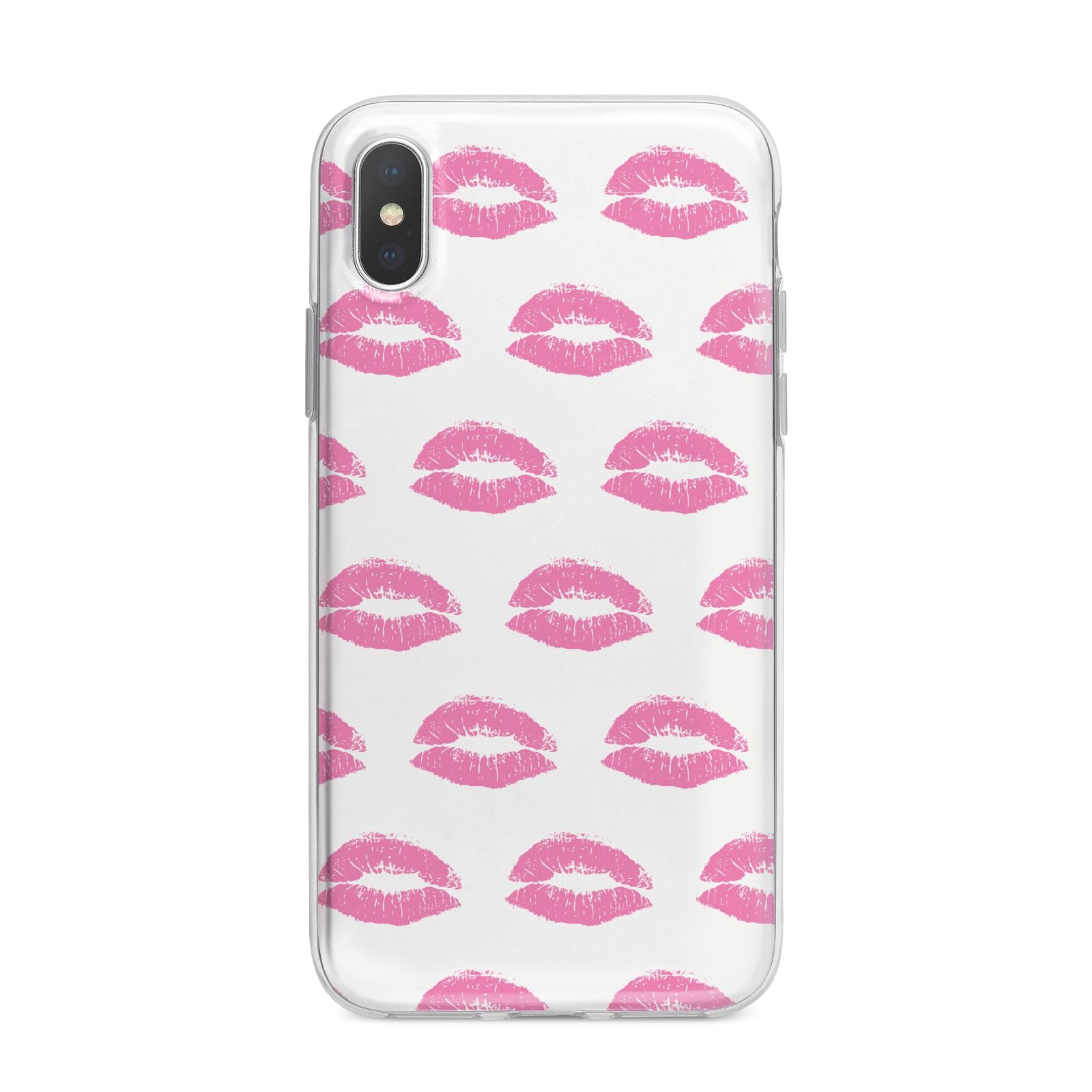 Valentines Pink Kisses Lips iPhone X Bumper Case on Silver iPhone Alternative Image 1