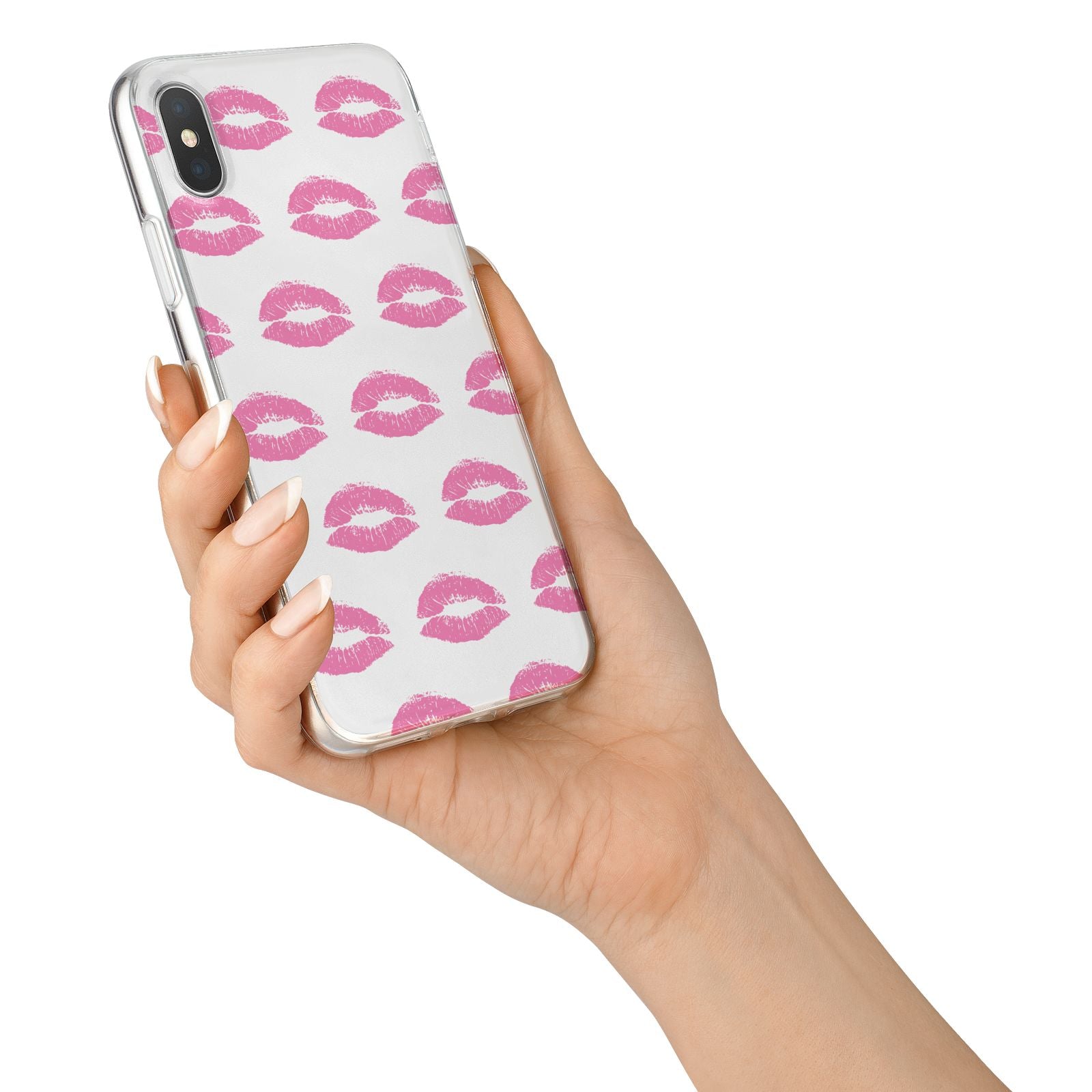 Valentines Pink Kisses Lips iPhone X Bumper Case on Silver iPhone Alternative Image 2