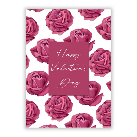 Valentines Roses A5 Flat Greetings Card