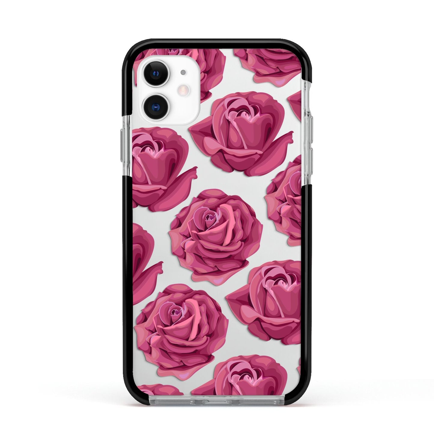 Valentines Roses Apple iPhone 11 in White with Black Impact Case