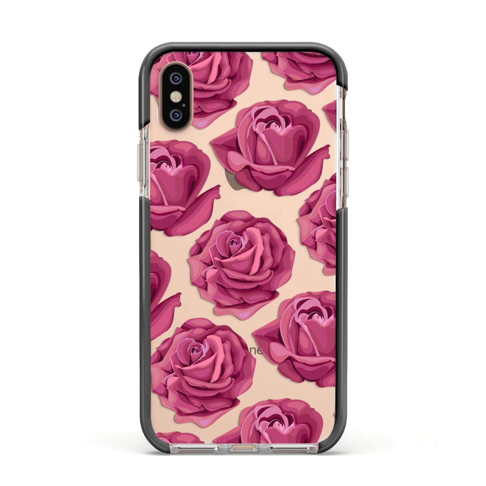 Valentines Roses Apple iPhone Xs Impact Case Black Edge on Gold Phone