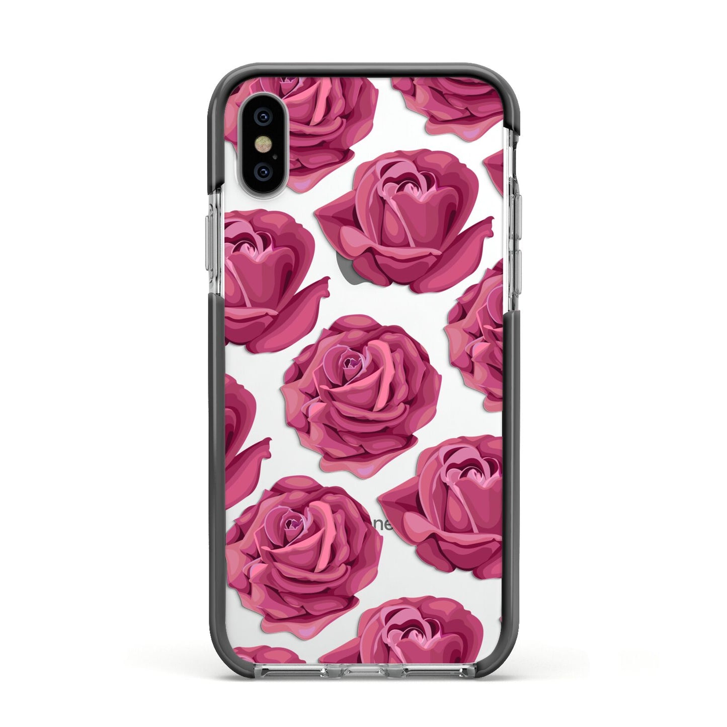 Valentines Roses Apple iPhone Xs Impact Case Black Edge on Silver Phone