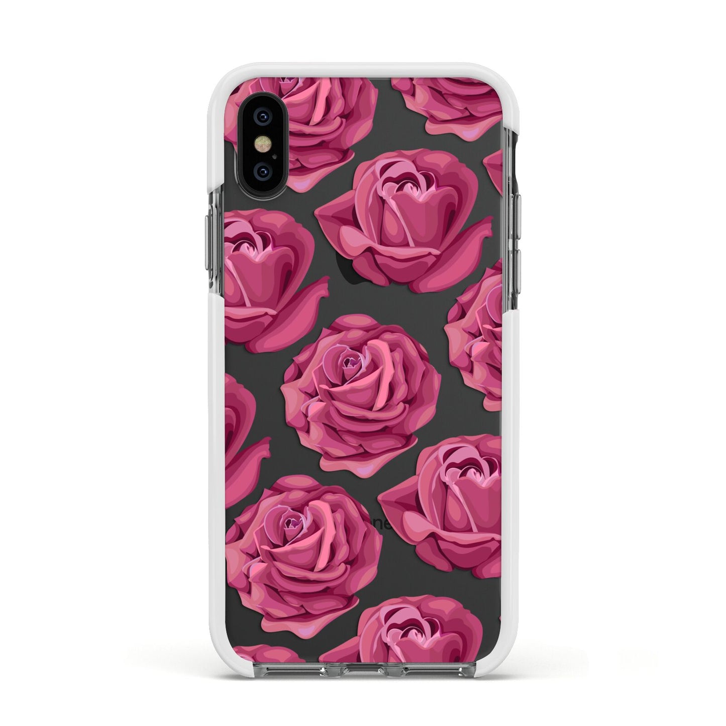 Valentines Roses Apple iPhone Xs Impact Case White Edge on Black Phone
