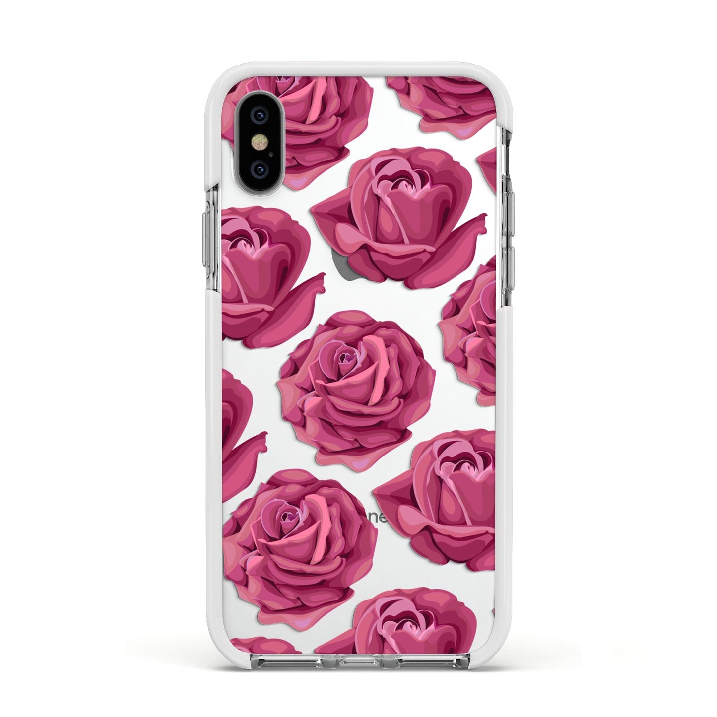 Valentines Roses Apple iPhone Xs Impact Case White Edge on Silver Phone