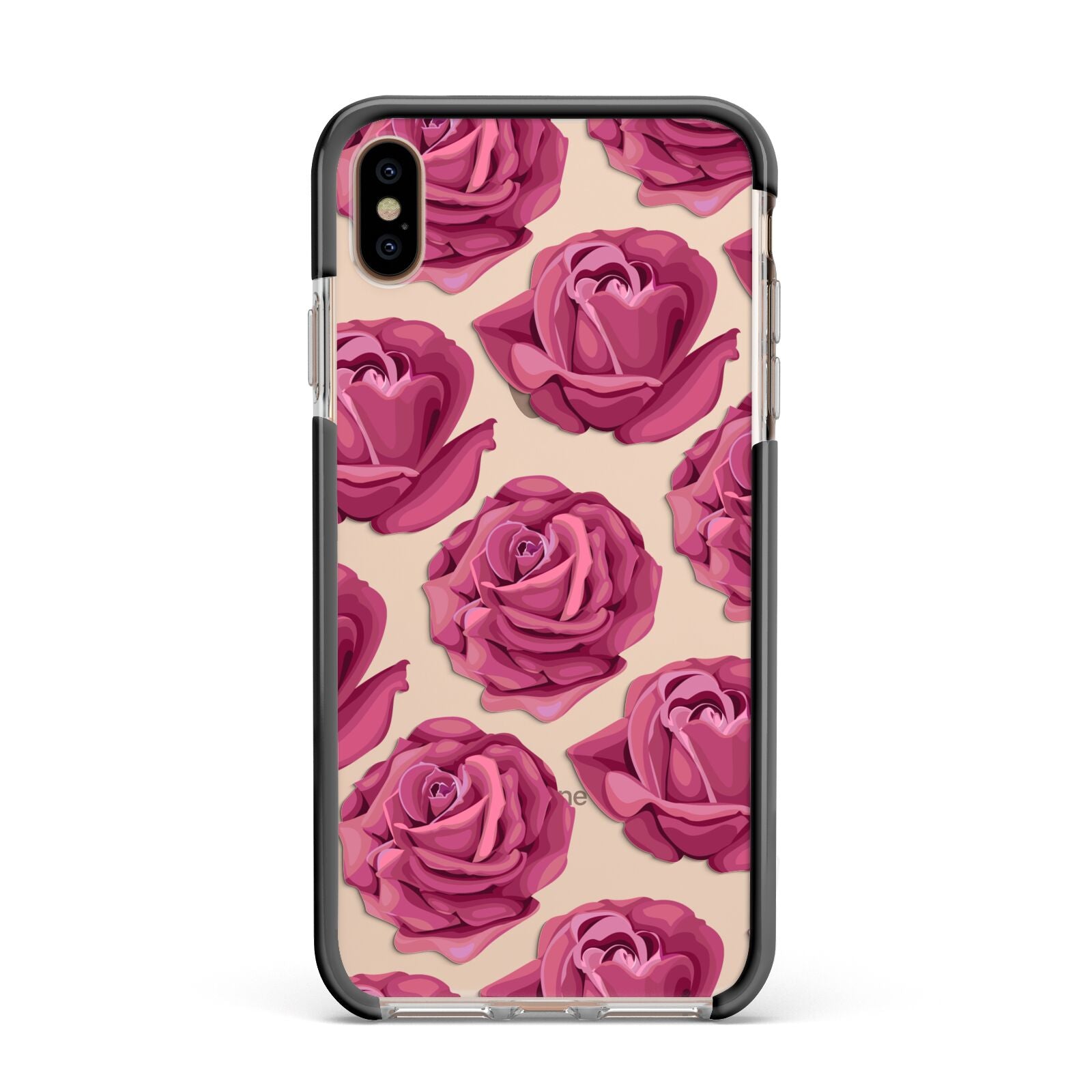 Valentines Roses Apple iPhone Xs Max Impact Case Black Edge on Gold Phone