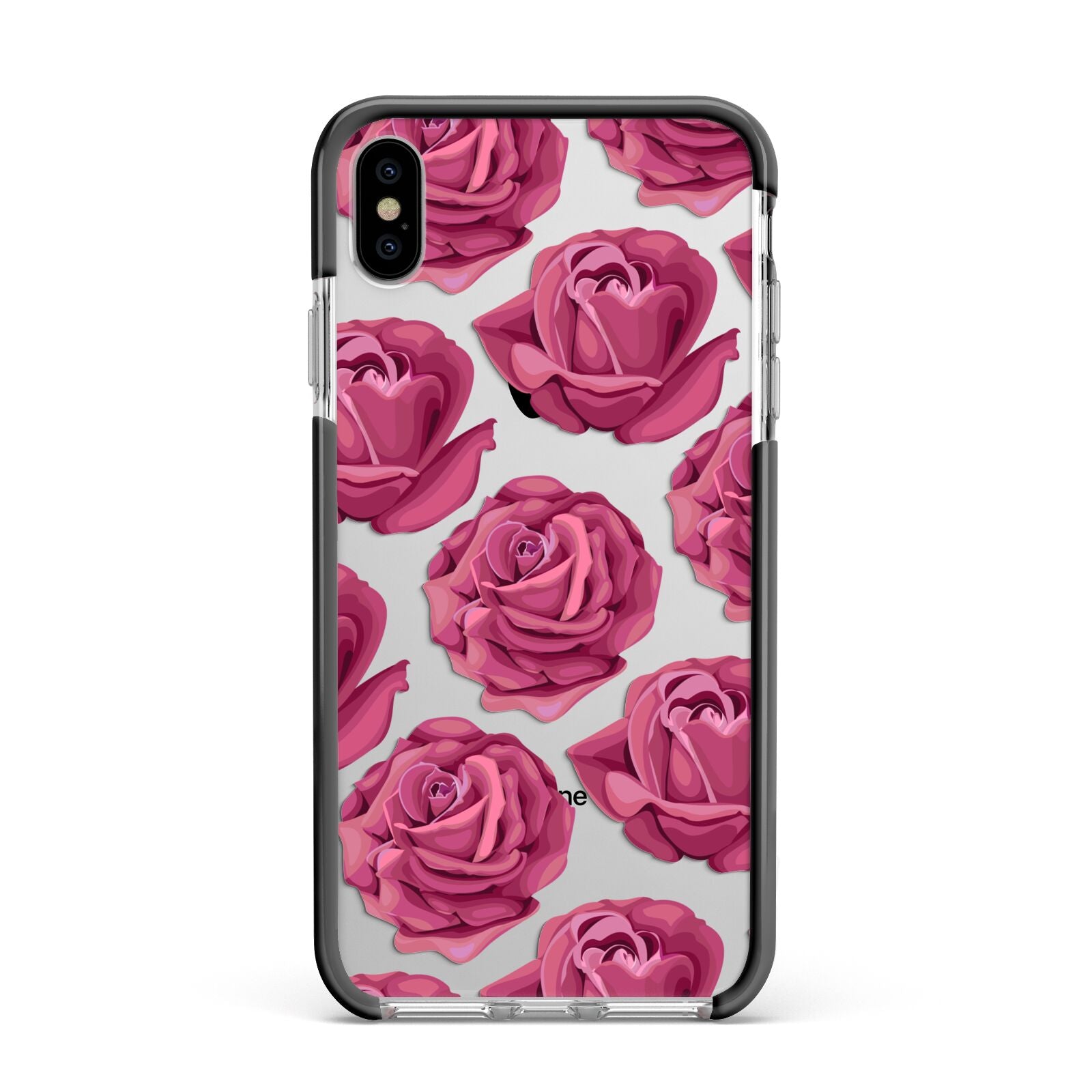 Valentines Roses Apple iPhone Xs Max Impact Case Black Edge on Silver Phone