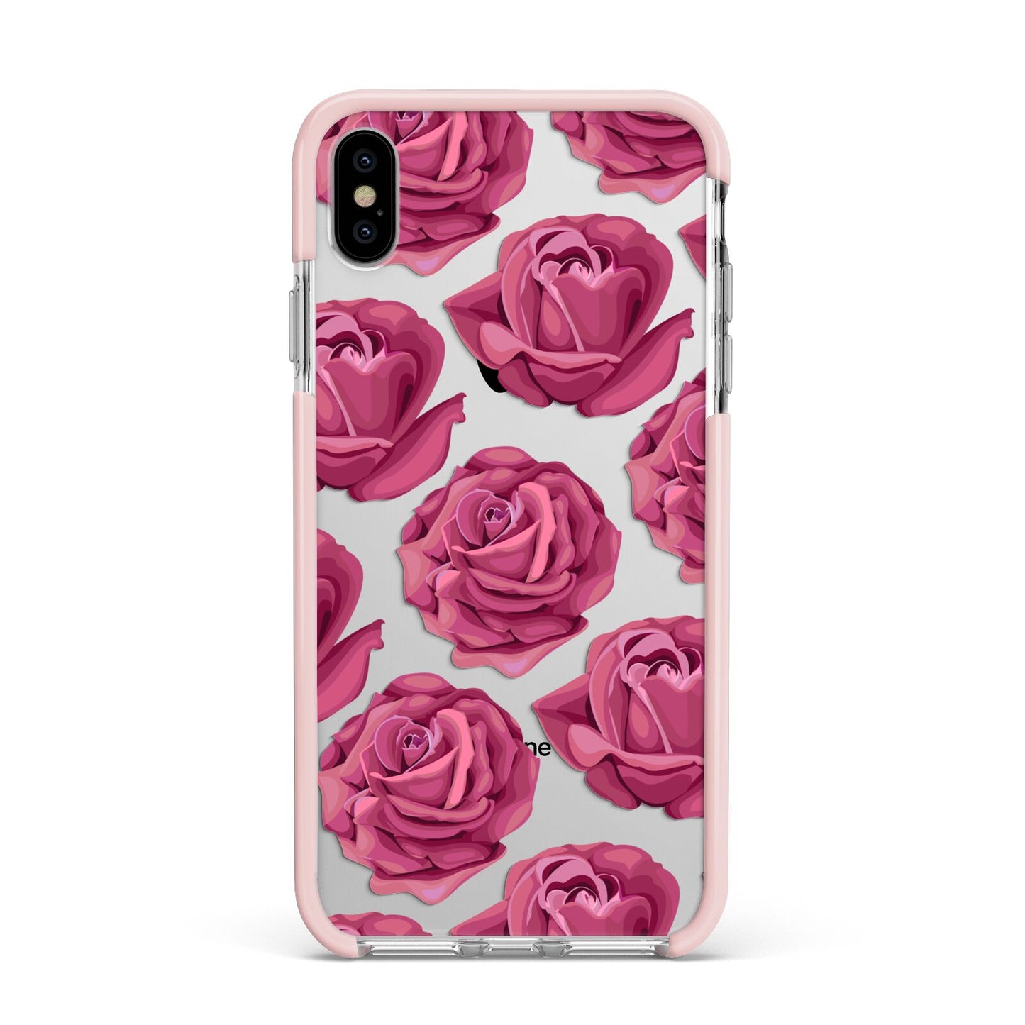 Valentines Roses Apple iPhone Xs Max Impact Case Pink Edge on Silver Phone