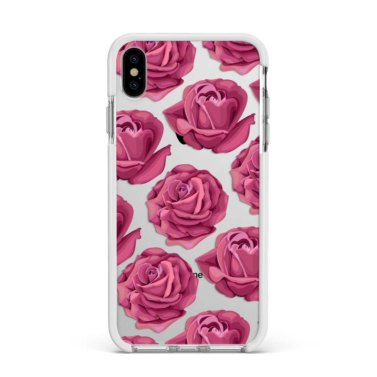 Valentines Roses Apple iPhone Xs Max Impact Case White Edge on Silver Phone