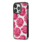 Valentines Roses iPhone 13 Pro Black Impact Case Side Angle on Silver phone