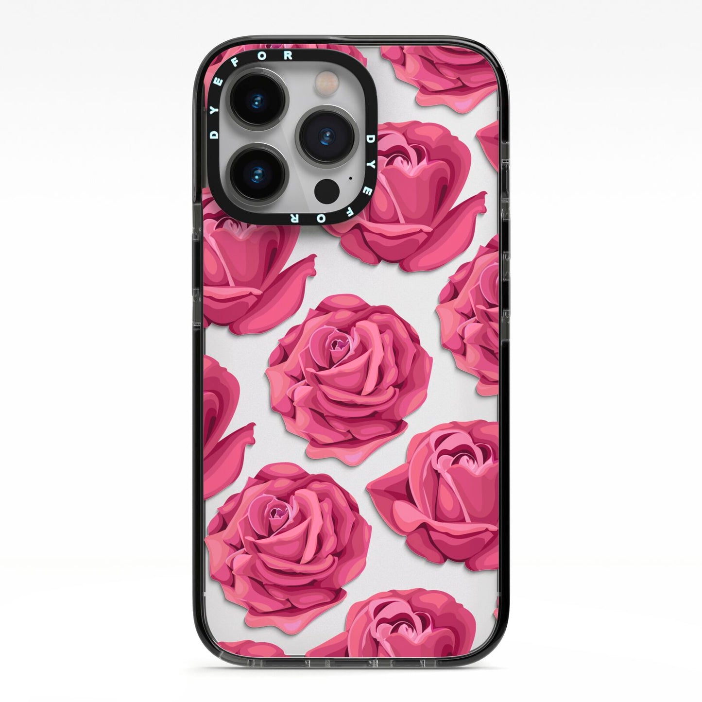 Valentines Roses iPhone 13 Pro Black Impact Case on Silver phone