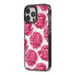 Valentines Roses iPhone 13 Pro Max Black Impact Case Side Angle on Silver phone