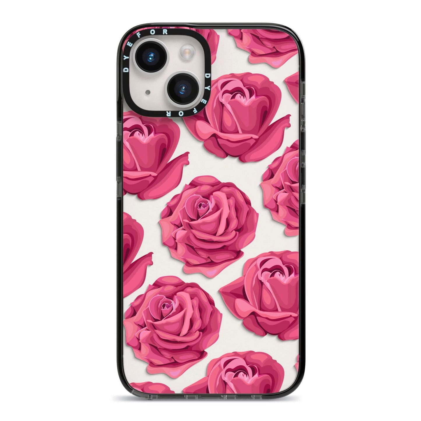 Valentines Roses iPhone 14 Black Impact Case on Silver phone