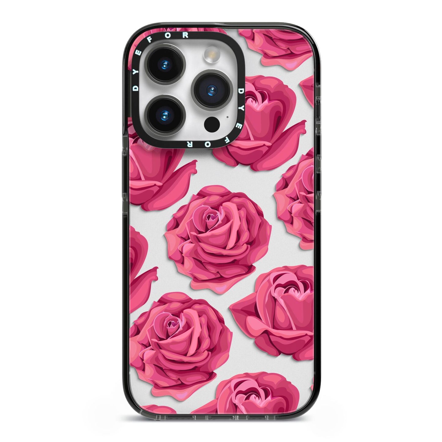 Valentines Roses iPhone 14 Pro Black Impact Case on Silver phone
