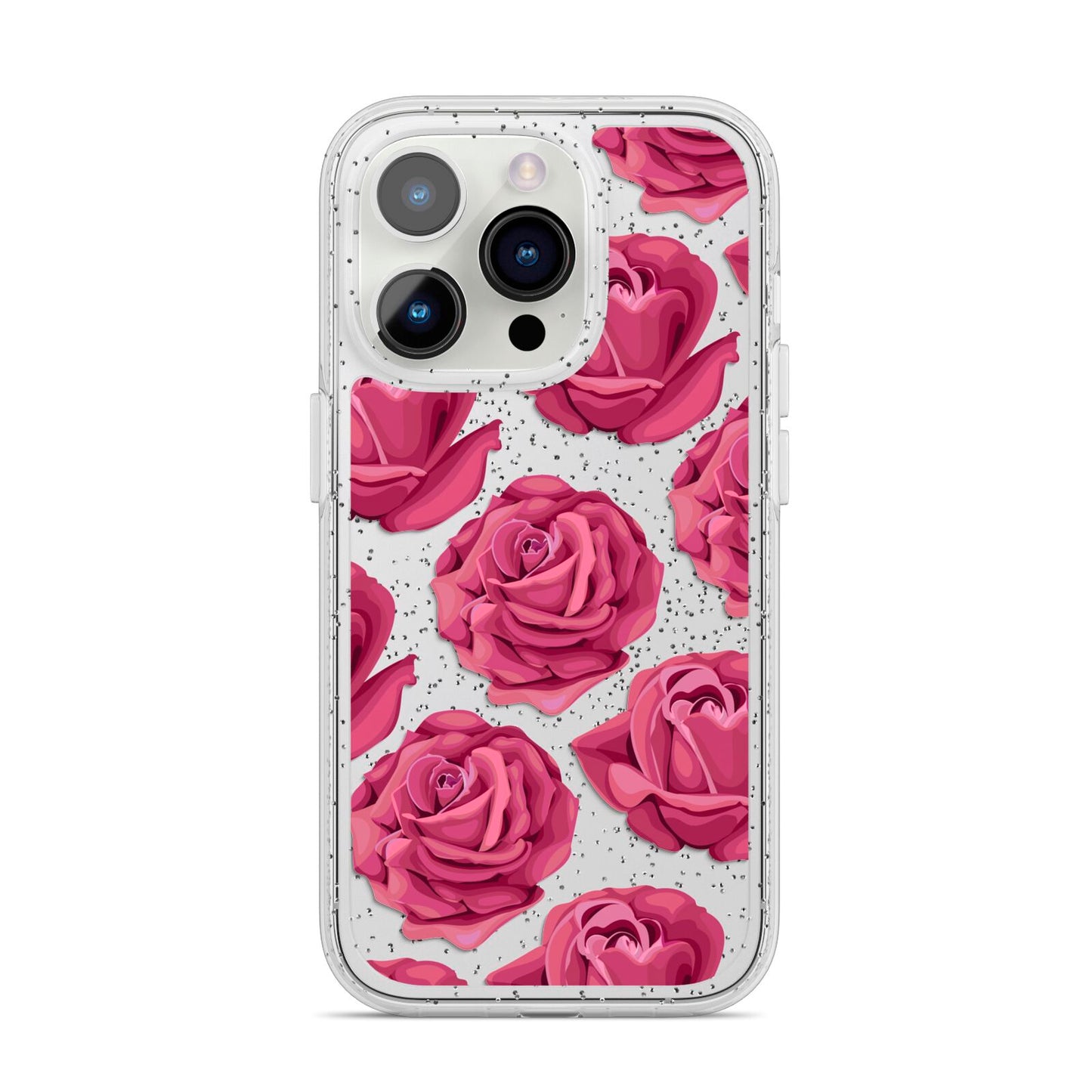 Valentines Roses iPhone 14 Pro Glitter Tough Case Silver