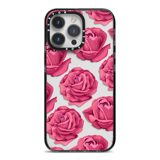 Valentines Roses iPhone 14 Pro Max Black Impact Case on Silver phone
