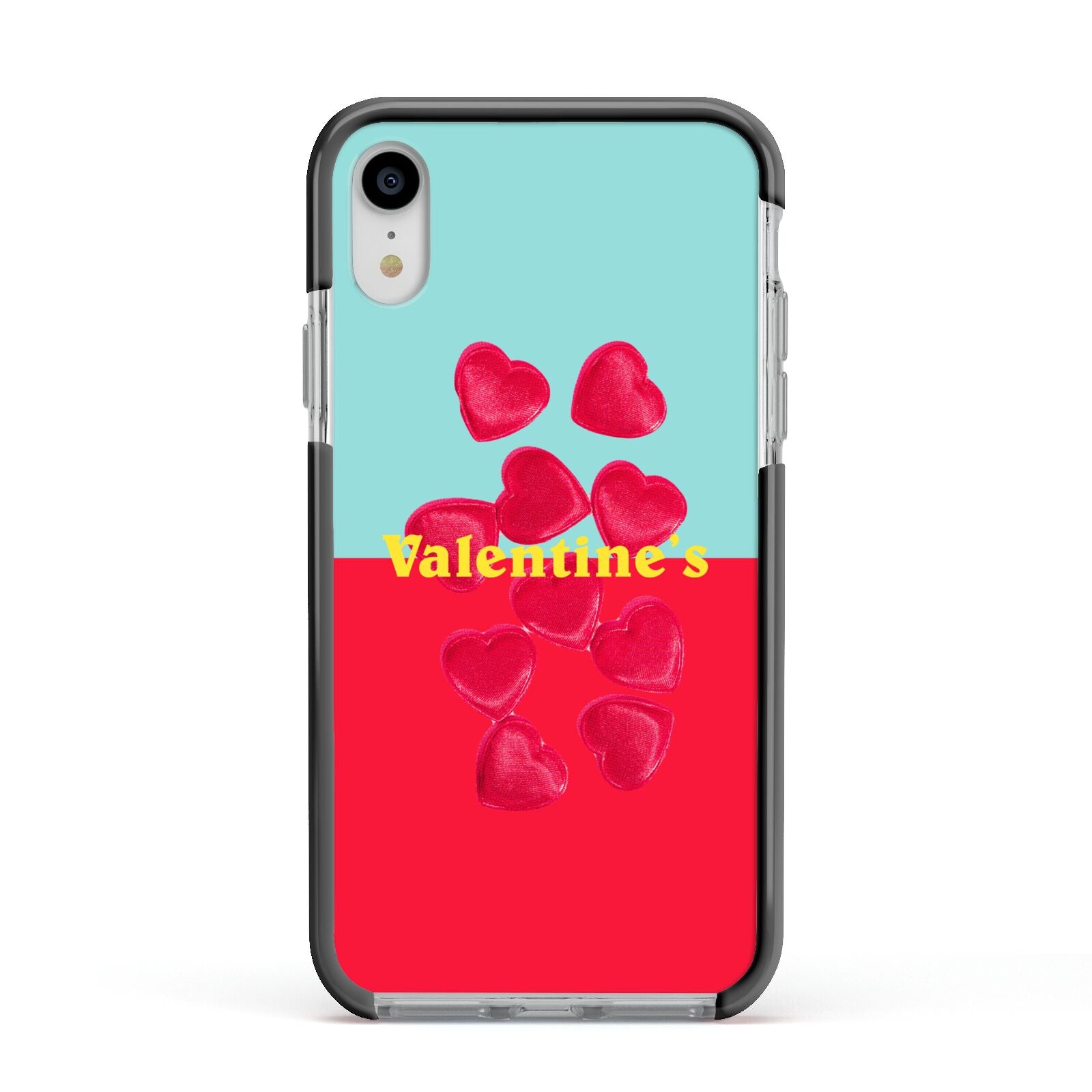 Valentines Sweets Apple iPhone XR Impact Case Black Edge on Silver Phone