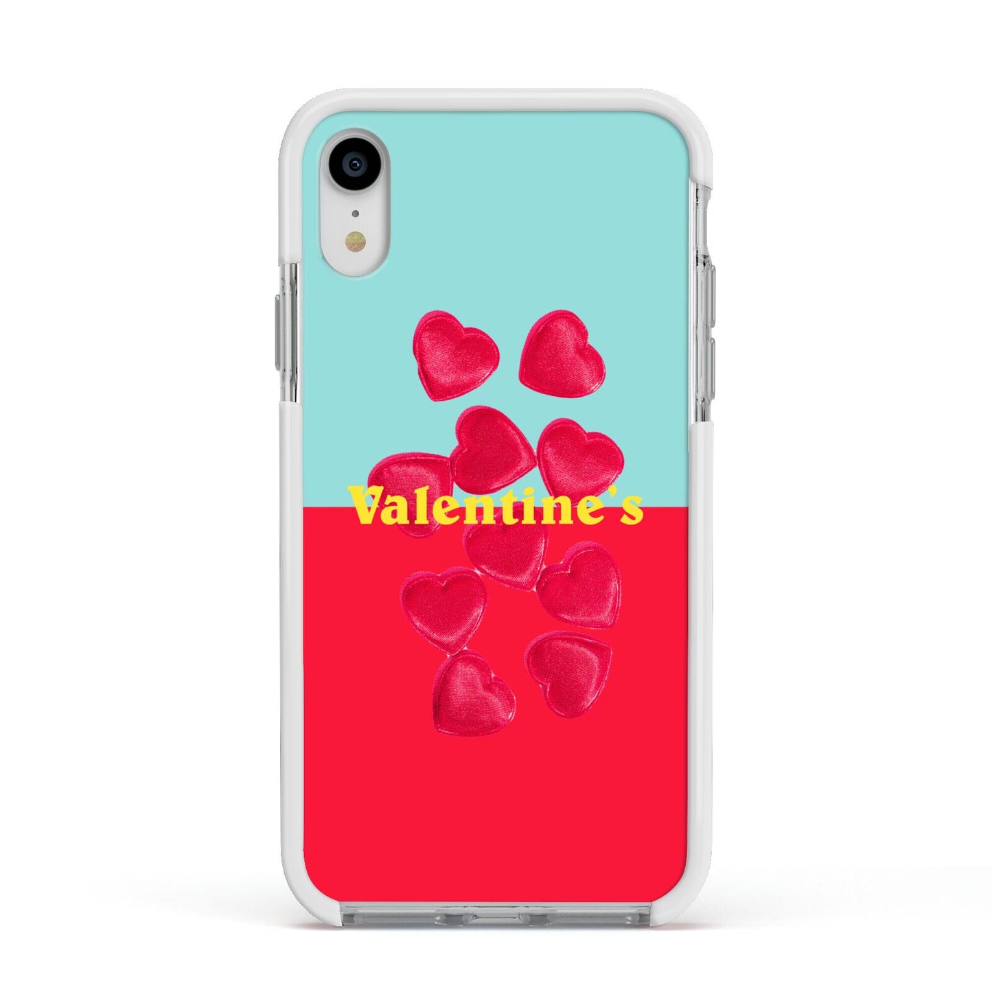 Valentines Sweets Apple iPhone XR Impact Case White Edge on Silver Phone