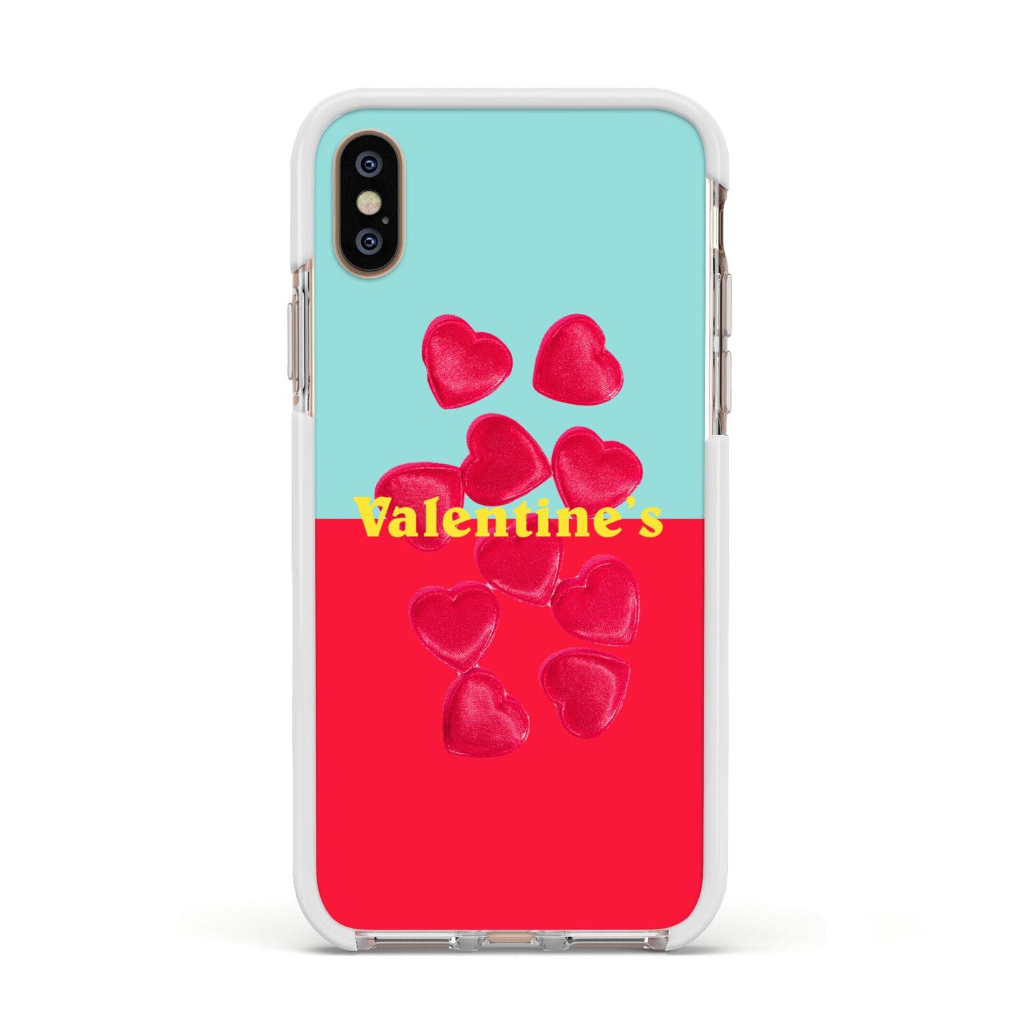 Valentines Sweets Apple iPhone Xs Impact Case White Edge on Gold Phone