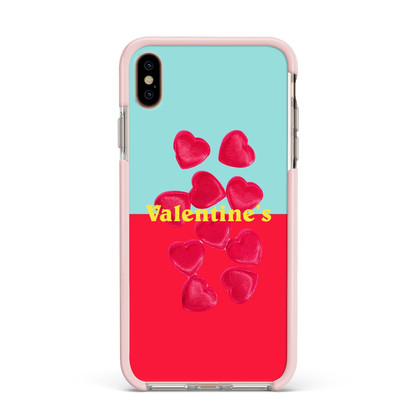 Valentines Sweets Apple iPhone Xs Max Impact Case Pink Edge on Gold Phone