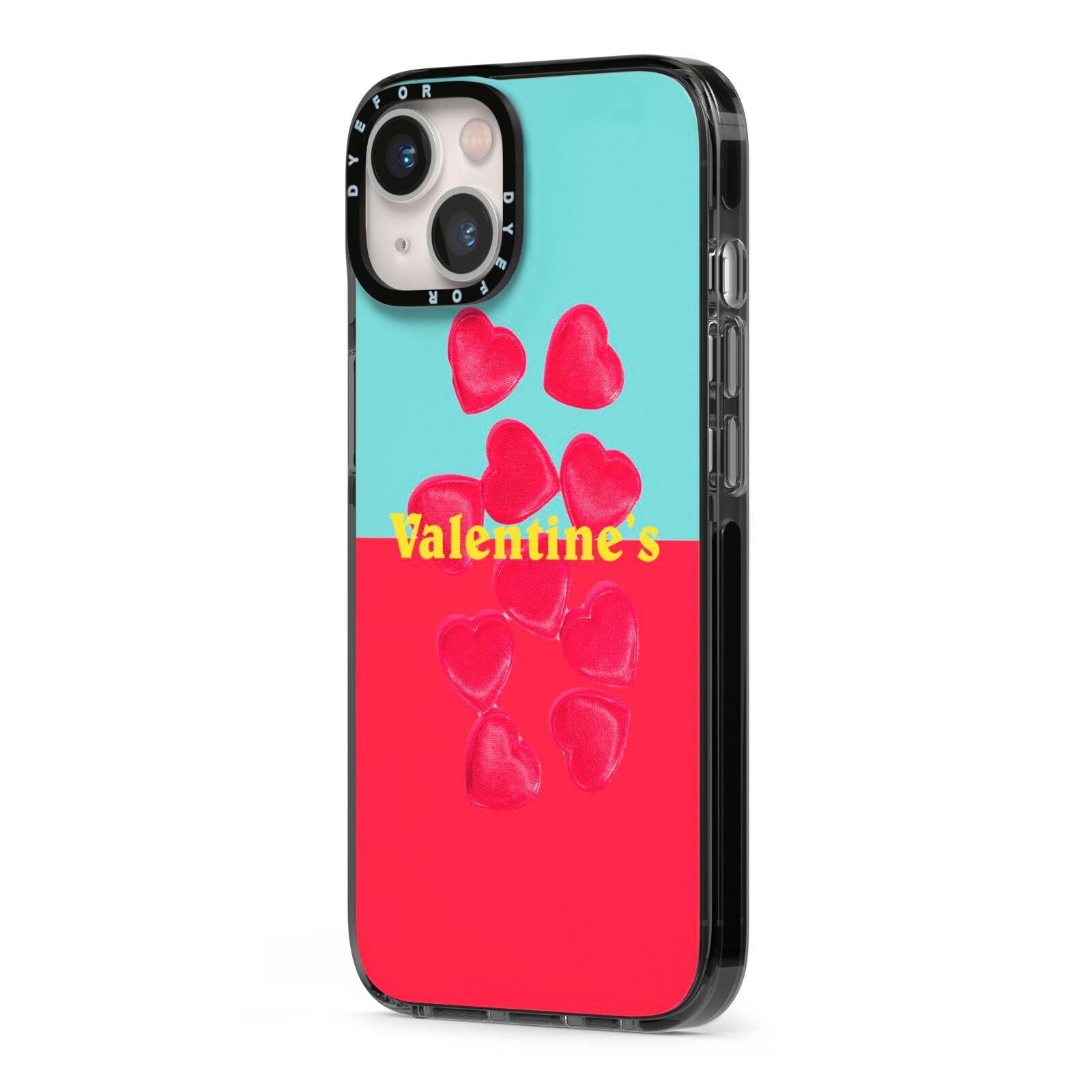 Valentines Sweets iPhone 13 Black Impact Case Side Angle on Silver phone