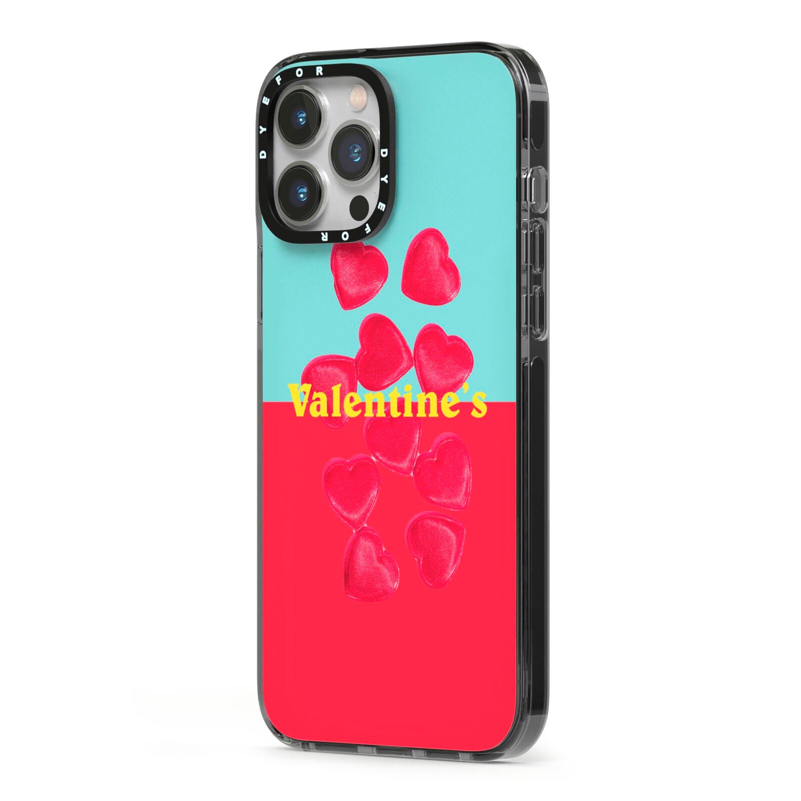 Valentines Sweets iPhone 13 Pro Max Black Impact Case Side Angle on Silver phone