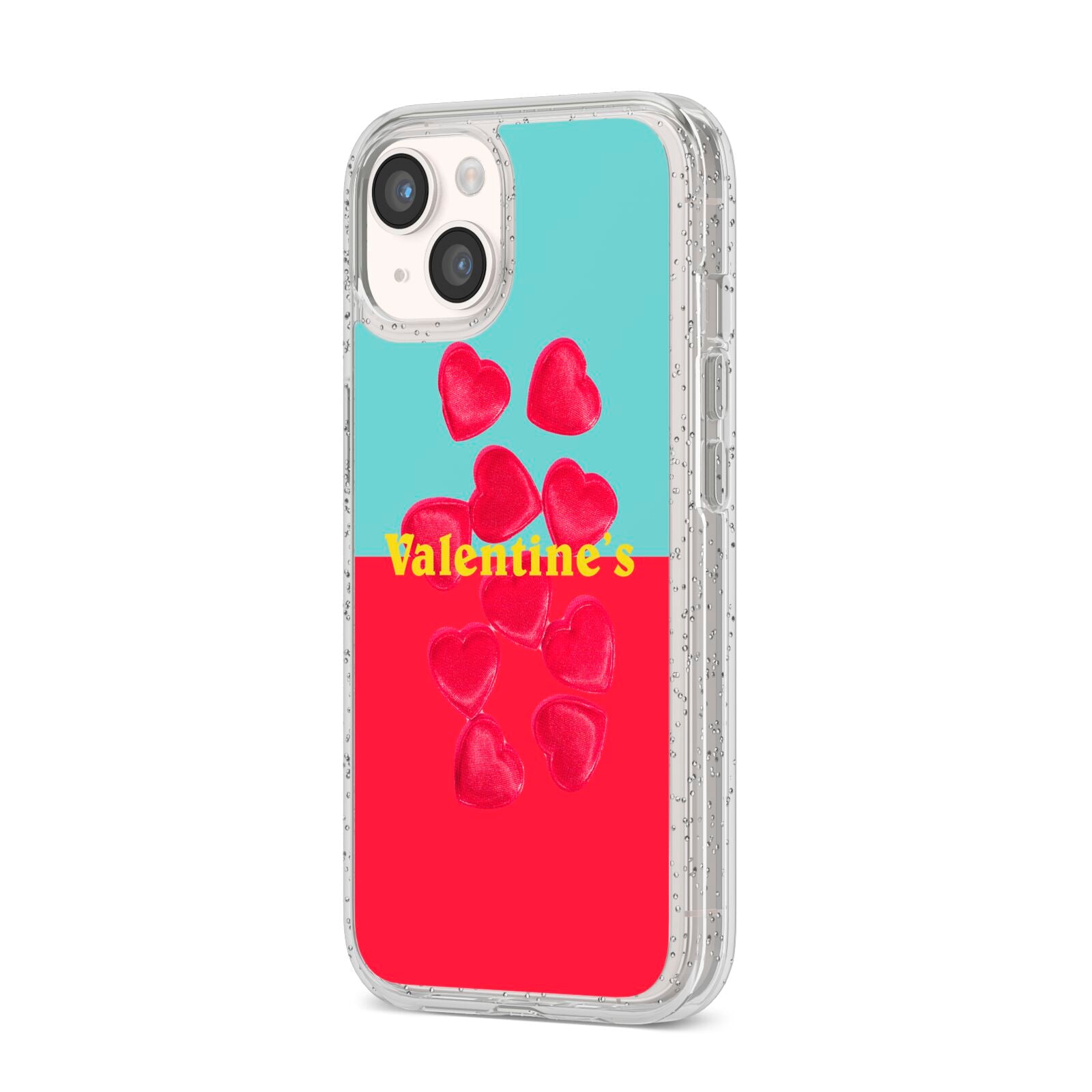 Valentines Sweets iPhone 14 Glitter Tough Case Starlight Angled Image
