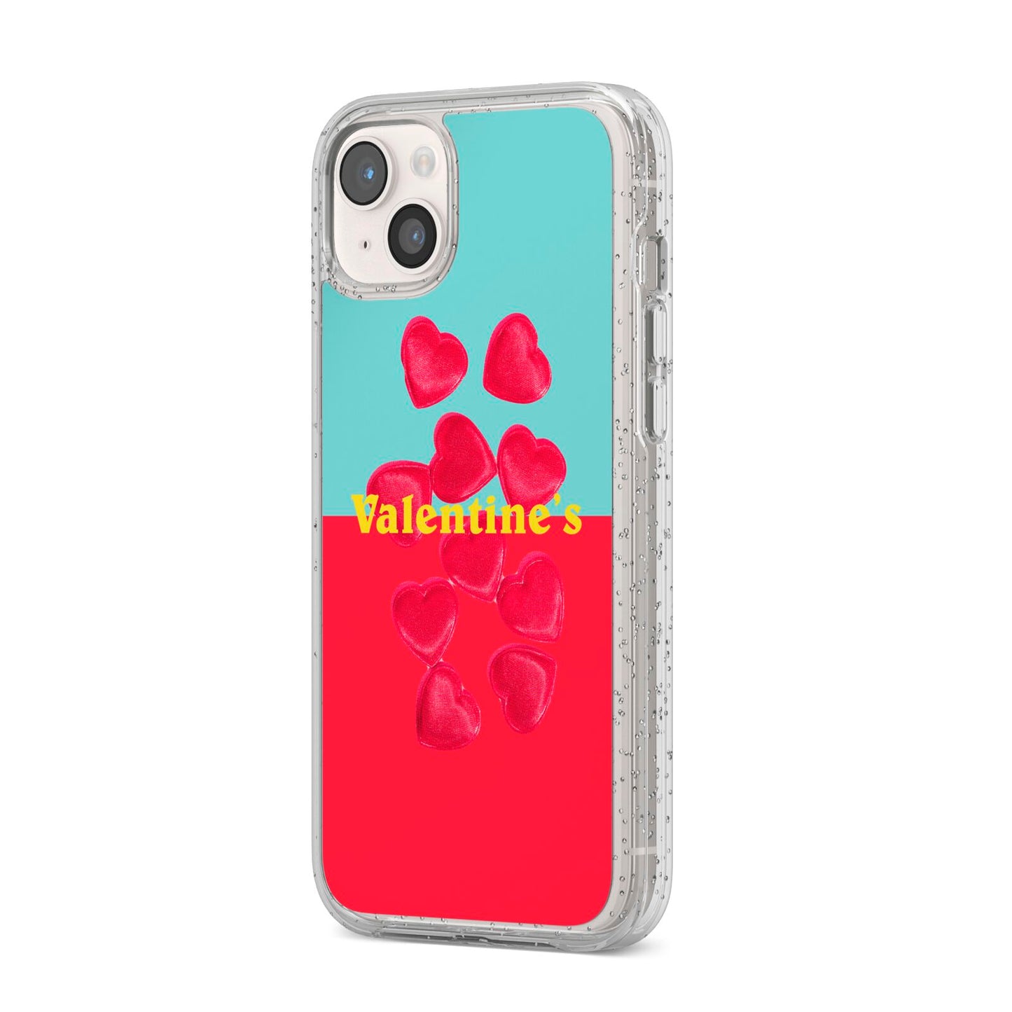 Valentines Sweets iPhone 14 Plus Glitter Tough Case Starlight Angled Image
