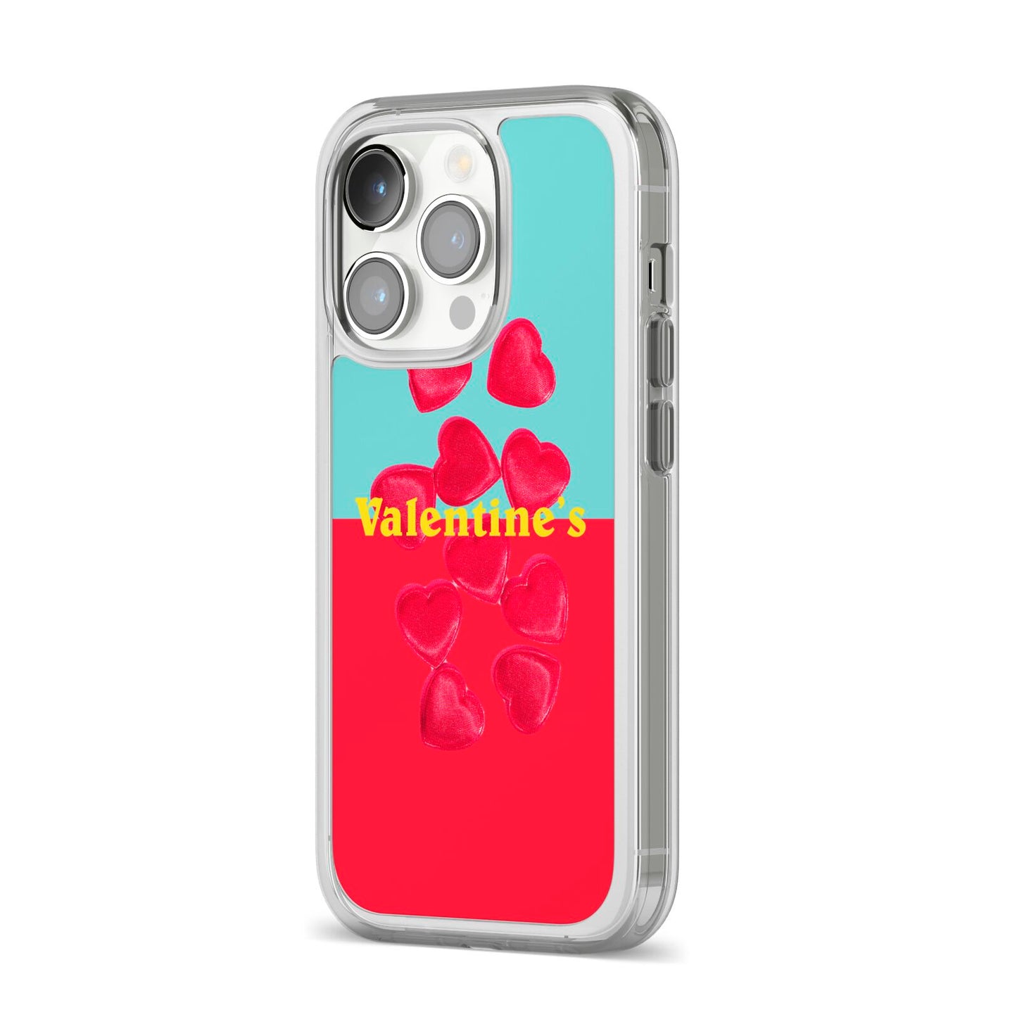 Valentines Sweets iPhone 14 Pro Clear Tough Case Silver Angled Image