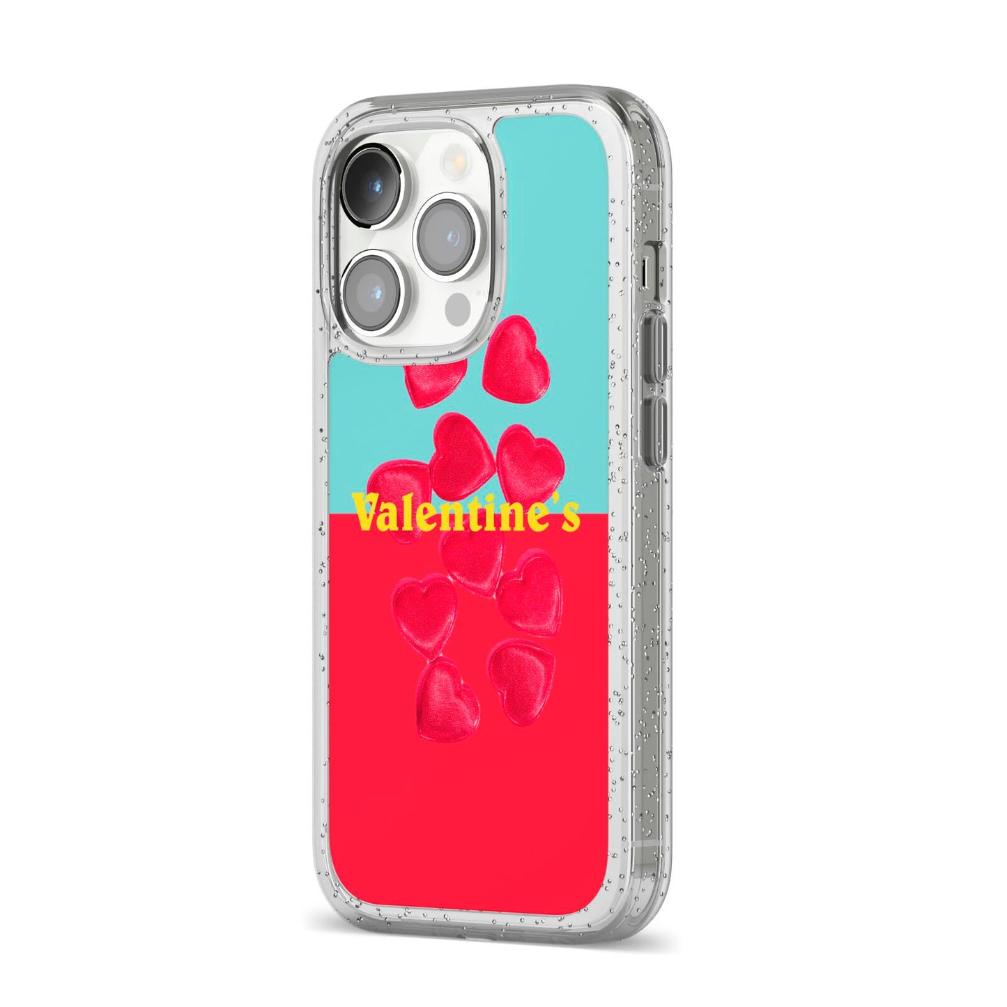 Valentines Sweets iPhone 14 Pro Glitter Tough Case Silver Angled Image