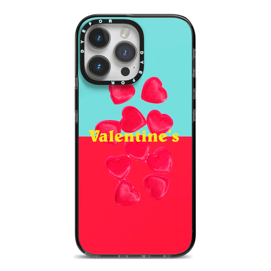 Valentines Sweets iPhone 14 Pro Max Black Impact Case on Silver phone