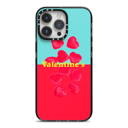 Valentines Sweets iPhone 14 Pro Max Black Impact Case on Silver phone